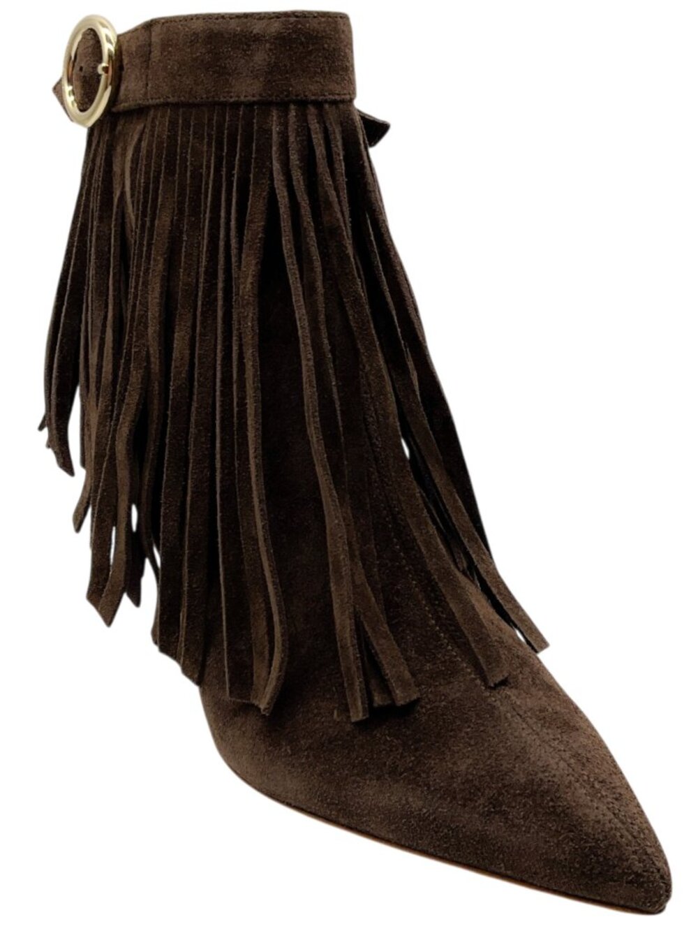 Malone Souliers Brown Suede 70mm Donnie Fringe Ankle Boots
